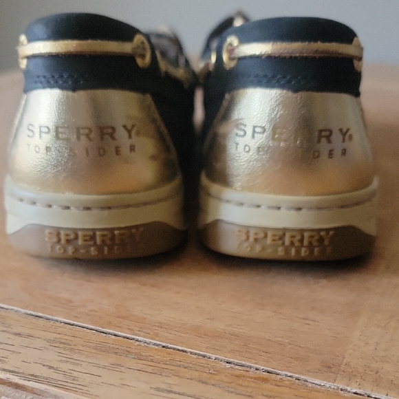 Sperry Women's Black and Gold Boat Shoes - Picture 3 of 4